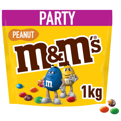 M&MS Peanut Milk Chocolate Party Bulk Bag, Chocolate Gift & Movie Night Snacks, 1kg