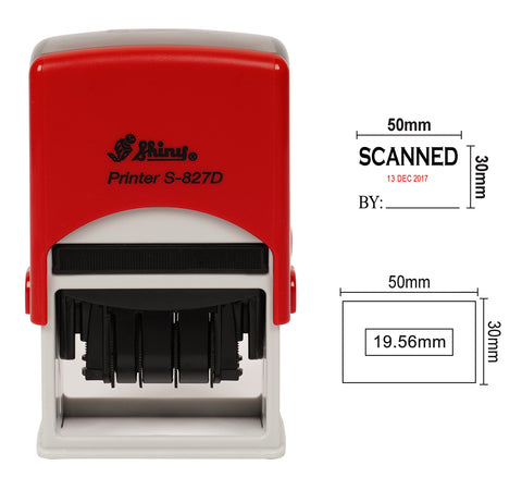 Shiny Date Stamp Self Inking with Scanned by Text Ofiice Stationery Rubber Stamper S-827D