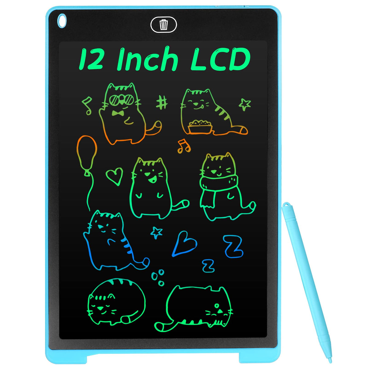 Coolzon LCD Drawing Tablet for Kids, 12 Inch Colourful Writing Pad Toddler Toys Erasable Doodle & Drawing Pad Writing Tablet Kids Travel Games for 2 3 4 5 6 7 Year Old Boys Girls (Blue)