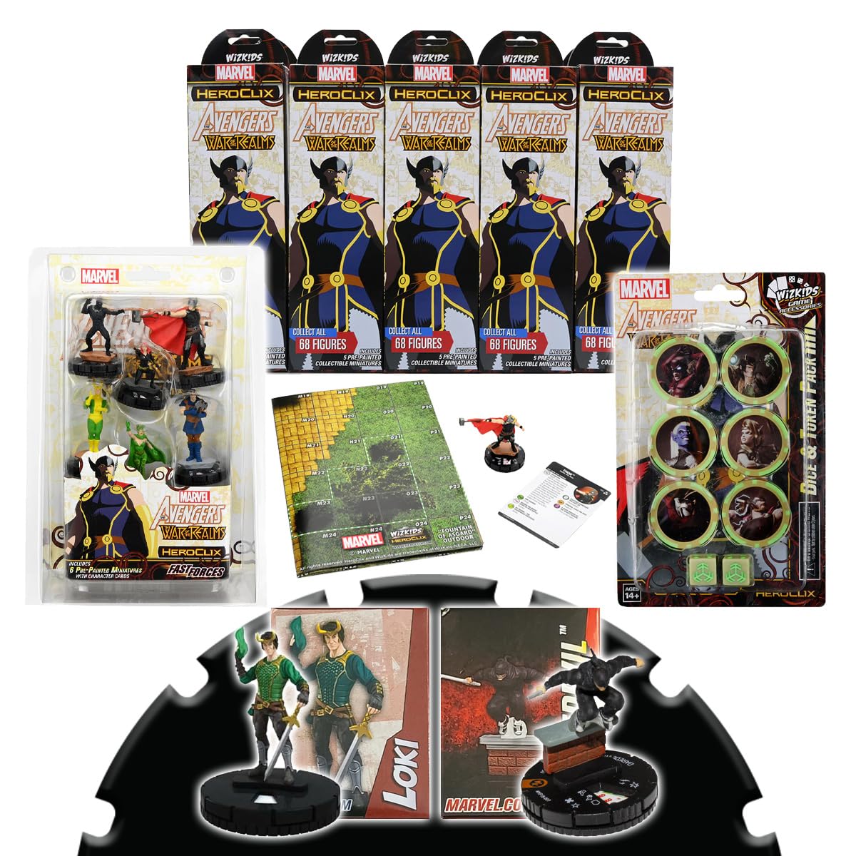 Marvel HeroClix - War of The Realms Bundle | Asgardian Adventures with Exclusive Promos | Ultimate Thor & Avengers Set for Heroclix Fans