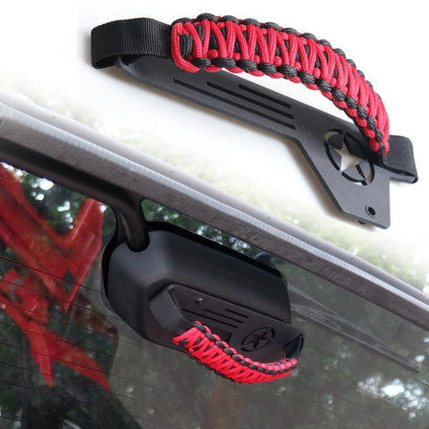 RERPRO Rear Window Grip Handle Grab Handles Compatible with 2018-2024 Jeep Wrangler JL 4XE Interior Accessories Trunk Handle Rear Tail Window Glass Assist Grip 1 Pack Paracord Metal