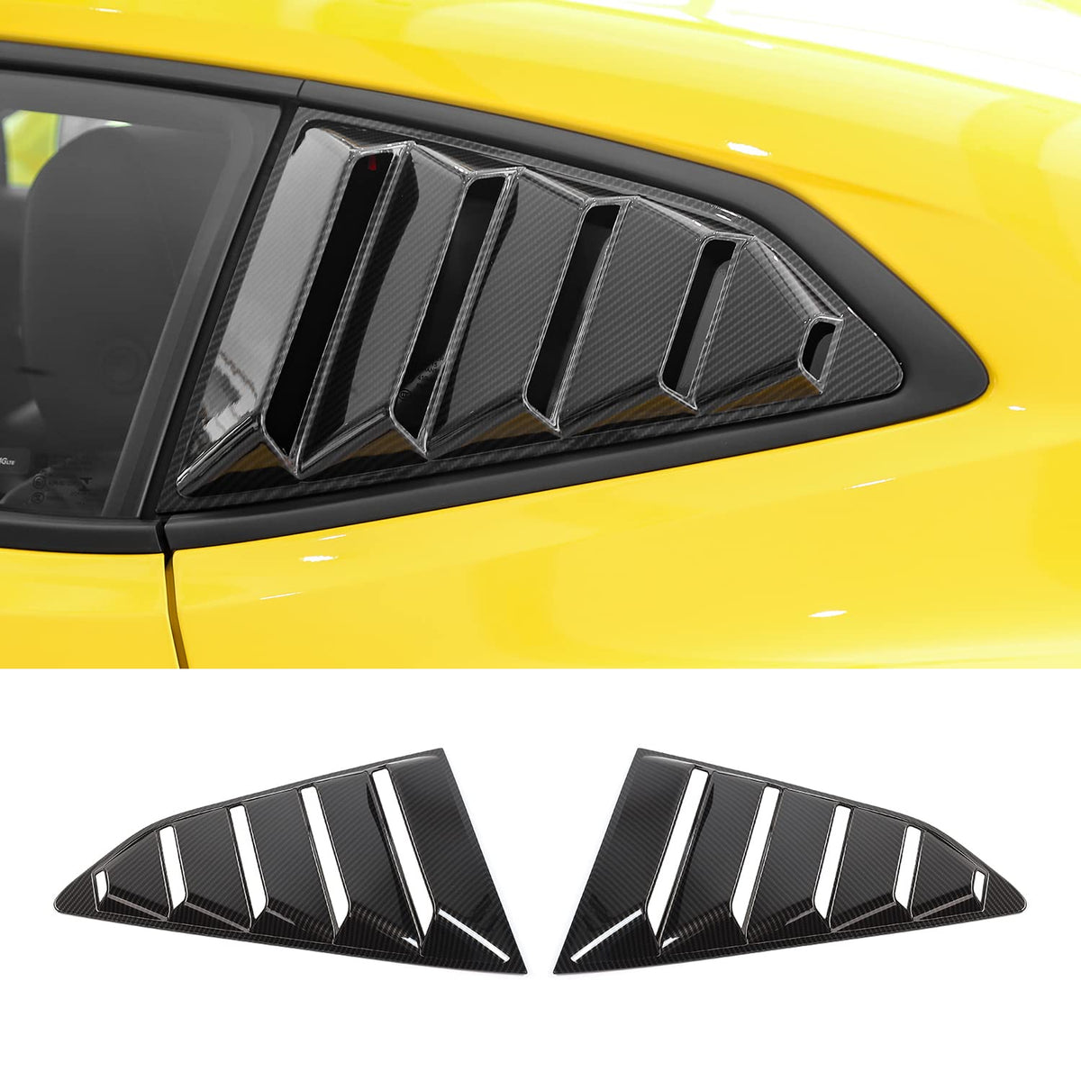 RT-TCZ Carbon Fiber Rear Quarter Side Window Louvers Sun Shade Cover Wind Vent Air Deflector Decoration Exterior Accessories for Chevrolet Camaro 2017-2022