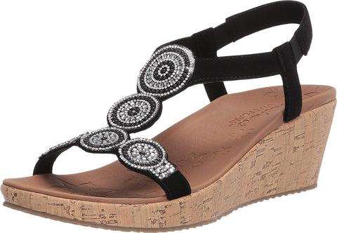 Skechers womens Beverlee - Date Glam Sandal , Black , 11