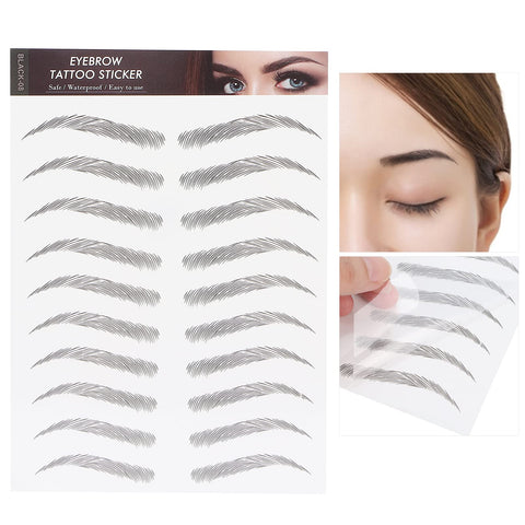 6D Eyebrow Tattoo Sticker Professional Waterproof Eyebrow Transfer Sticker Eyebrow Makeup Tool for Women and Girls (Black)(BLACK-08)