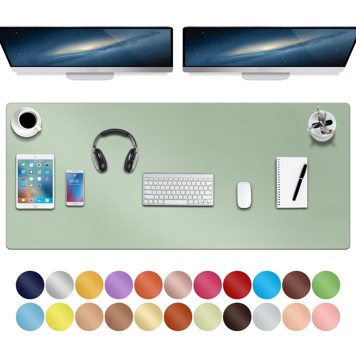 Boutilon Leather Desk Pad,47"x 24"XXX Large Business Desk Pad,Waterproof Student Study Desk Mat Protector Writing Pad for Keyboard and Mouse in Home Office Accessories(XXXL-Green)