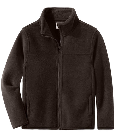 Spring&Gege Youth Solid Full-Zip Polar Fleece Jacket for Boys and Girls Brown Size 3-4 Years