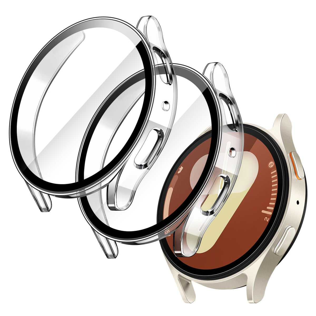 JETech Case with Screen Protector for Samsung Galaxy Watch 7 40mm, Overall Protective Cover, Built-in Tempered Glass Film High Sensitivity, 2 Pack (Clear)