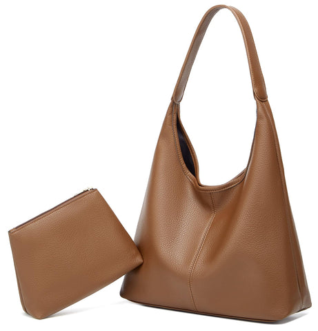 Slouchy Hobo Bags for Women Tote Bag Retro PU Leather Crossbody Bag Soft Shoulder Purses Handbags Large Capacity 2pcs, A Khaki, One Size