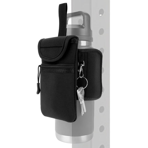 Linkidea Magnetic Water Bottle Sleeve Pouch Compatible with YETI Rambler Bottle, Hydro Flask Wide Mouth and Most 18oz to 32oz Bottles, Magnetically Water Bottle Bag for Gym with Pockets, Black