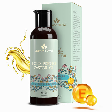 Avimee Herbal Cold Pressed Unrefined Chemical Free Castor Oil | For Hair & Skin | Promotes Hair & Eyebrow Growth | 100 ml