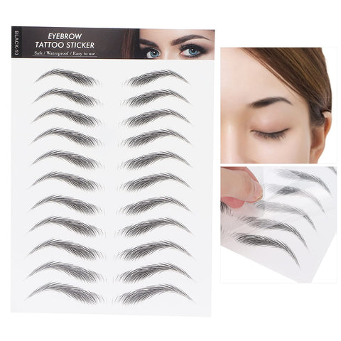 6D Eyebrow Tattoo Sticker Professional Waterproof Eyebrow Transfer Sticker Eyebrow Makeup Tool for Women and Girls (Black)(BLACK-10)