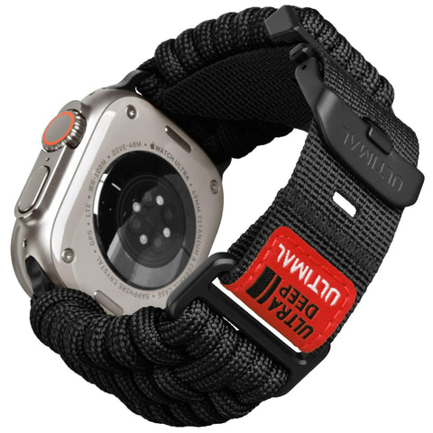 ULTIMAL Compatible with Apple Watch Ultra Strap 49mm Men, Nylon Braided 550 Paracord Sport Band for iWatch Strap Ultra 2/1 49mm (Black)