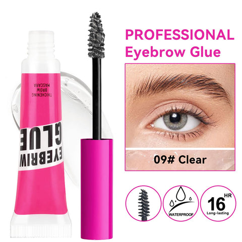 Erinde 2PCS Clear Eye Brow Glue Kit, Professional Makeup Extreme Hold Eyebrow Gel, Waterproof Longwear Creates Natural Fluffy Feathered Look, with 1 Brow Razor & 1 Brush