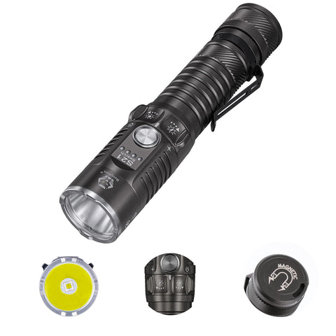 RovyVon Search S21 3000 Lumens Flashlight Super Bright, USB-C Rechargeable Mechanical Switch Pocket Spotlight Flashlight with 400 Meter Beam Distance, Magnetic Tail, IPX8 for Outdoors, Camping