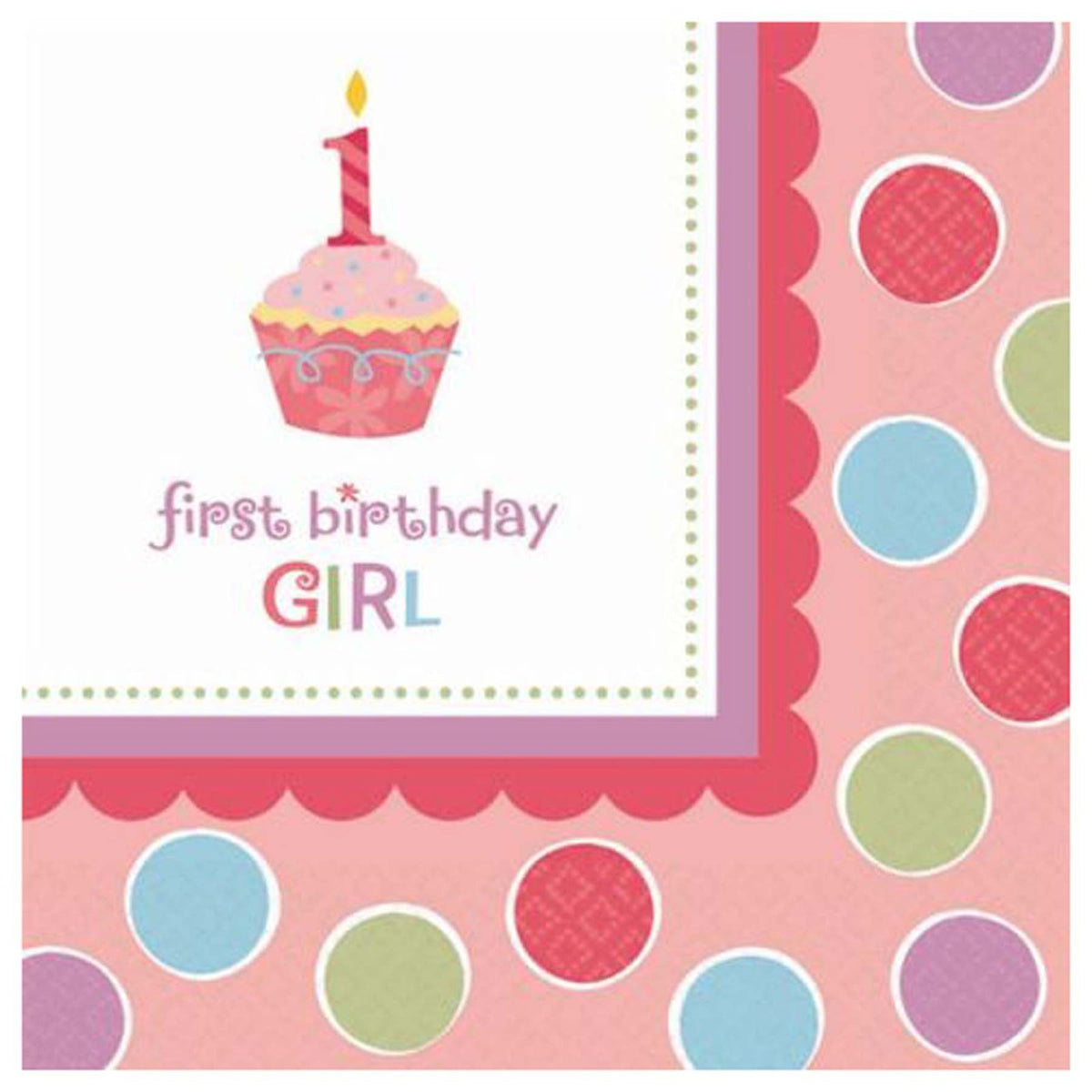 amscan Sweet Little Cupcake Girl Beverage Napkins - 36 ct