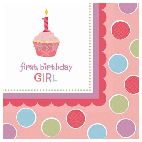 amscan Sweet Little Cupcake Girl Beverage Napkins - 36 ct