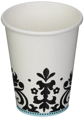 Love Always and Forever Wedding Party Damask Printed Paper Cups, 8 Pieces, Made from Paper, Blue Themed Wedding, 9 oz. by Amscan