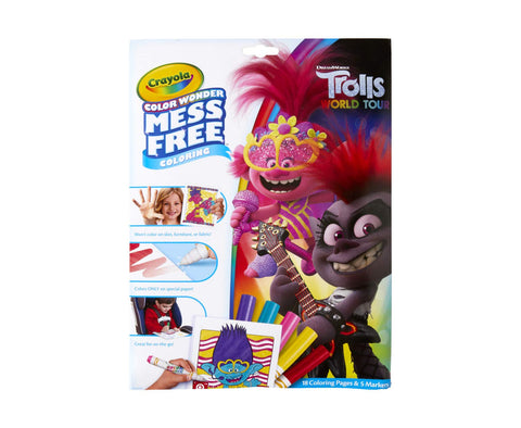 Crayola Wonder Trolls 2 Pages, Mess Free Coloring, Gift for Kids, Age 3, 4, 5, 6