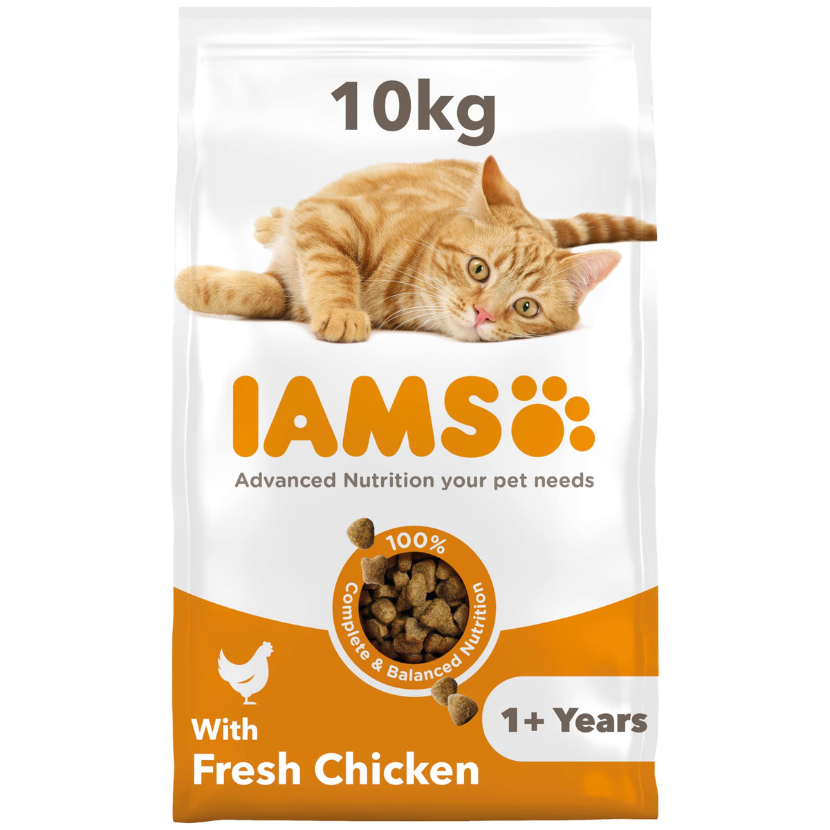 IAMS Complete Dry Cat Food for Adult 1+ Cats with Chicken 10 kg