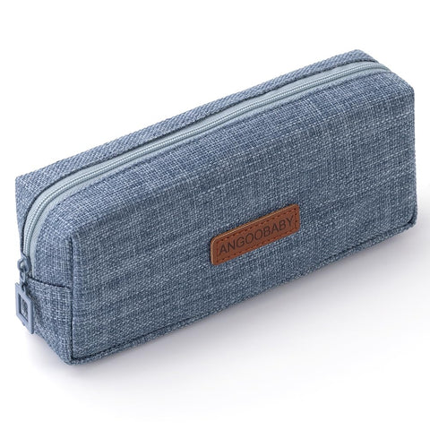 ANGOOBABY Small Pencil Case Student Pencil Pouch Coin Pouch Cosmetic Bag Office Stationery Organizer for Teen School - Navy