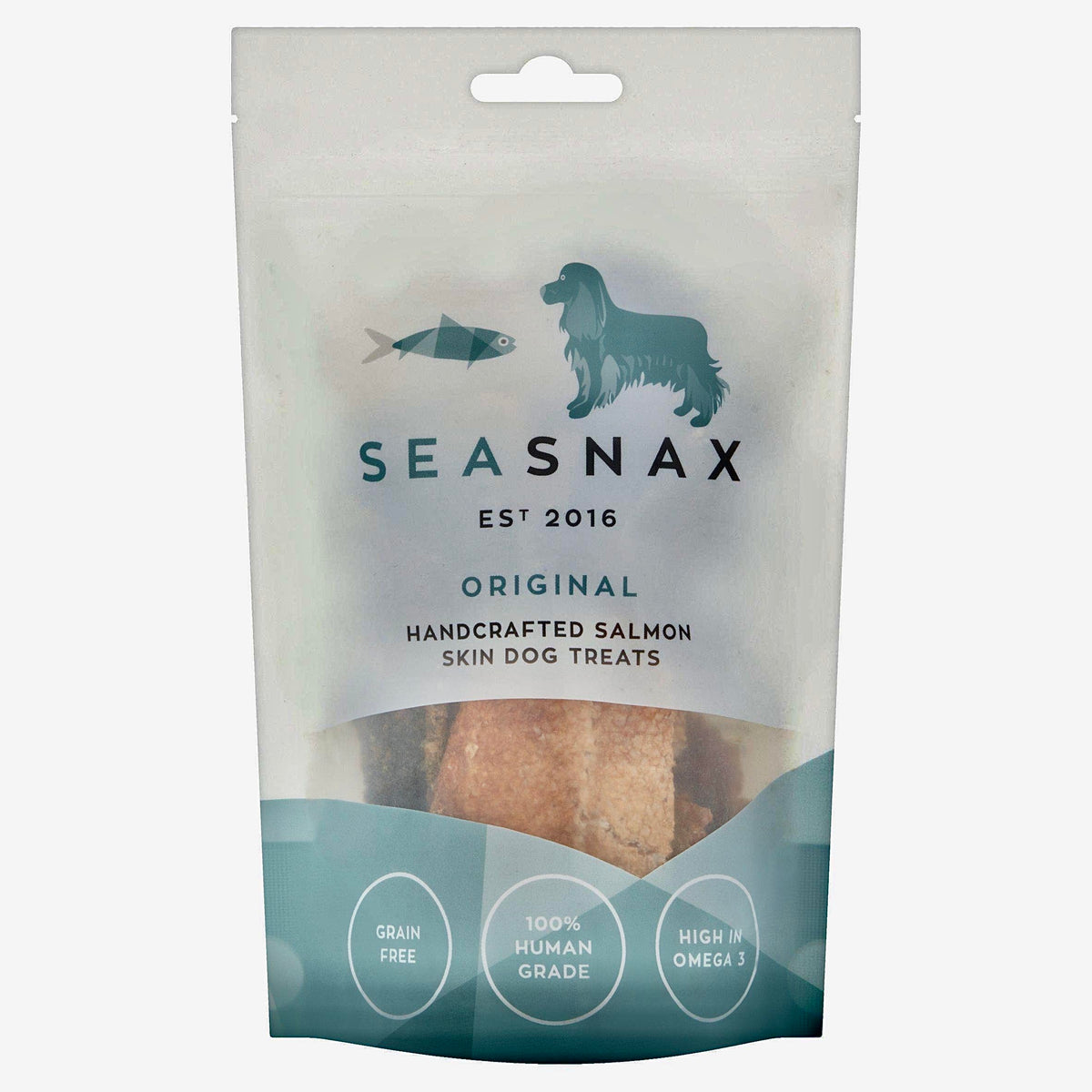 Sea Snax - Human Grade 100% Salmon Skin Dog Treats | Less Fishy Odour | Healthy Dog Treats| Omega 3 for a healthy coat | (5 packs)