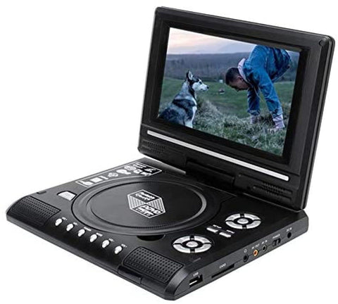 JWCN Portable 9.8 Inch DVD Player, Car, Home, Bed-Time, Travel, CD, VCD, Game, USB, Radio, FM, Rechargeable Battery, Black