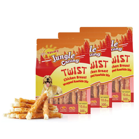Jungle Calling Dog Treats, Chicken Wrapped Rawhide Sticks for Dog, Small Dogs Training Treats for Aggressive Chewers, 2 Pound (Pack of 3)