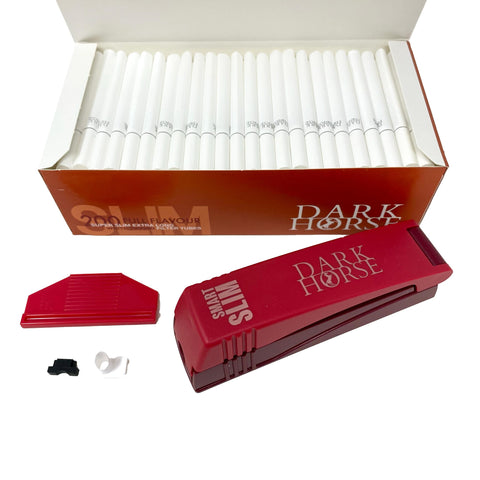 Dark Horse Super Slim Extra Long White Empty Filter Tubes with Smart Filling Machine - Starter Set