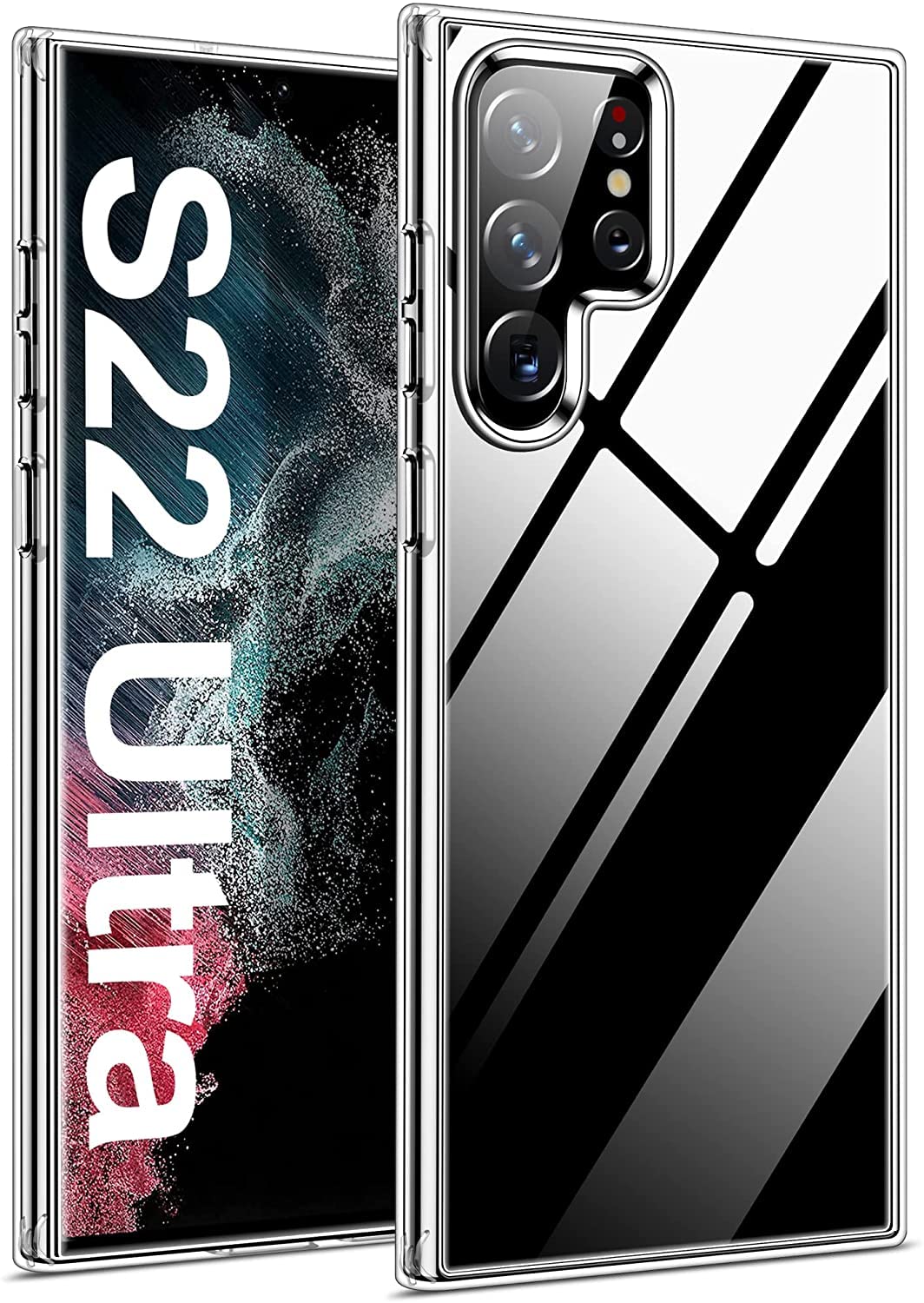 AMAZE!UK Compatible with Samsung Galaxy S22 Ultra 5G 6.8" Case, Premium Shock Proof 360 Crystal Hybrid Bumper Mobile Phone Cover (Hard PC Back + Flexible Front TPU) Clear
