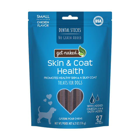 Get Naked Grain Free 1 Pouch 6.2 Oz Skin & Coat Dental Chew Sticks, Small