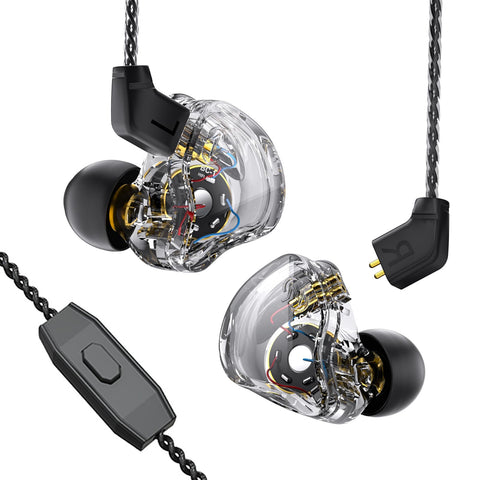 Yinyoo CCZ Melody In-Ear-Monitors Hybrid 1BA 1DD HiFi Earphone, Deep Bass Lightweight In-Ear Earphone IEM with 4N OFC Cable for Musician/Drummer/Bassist/Guitarist(Clear Black, with mic)
