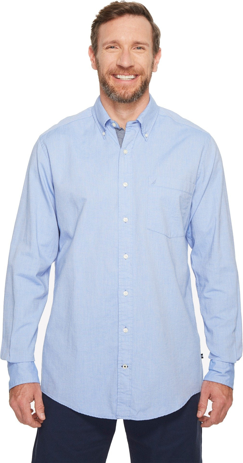 Nautica mens Long Sleeve Solid Oxford Button Down Shirt, French Blue, XX-Large Tall US