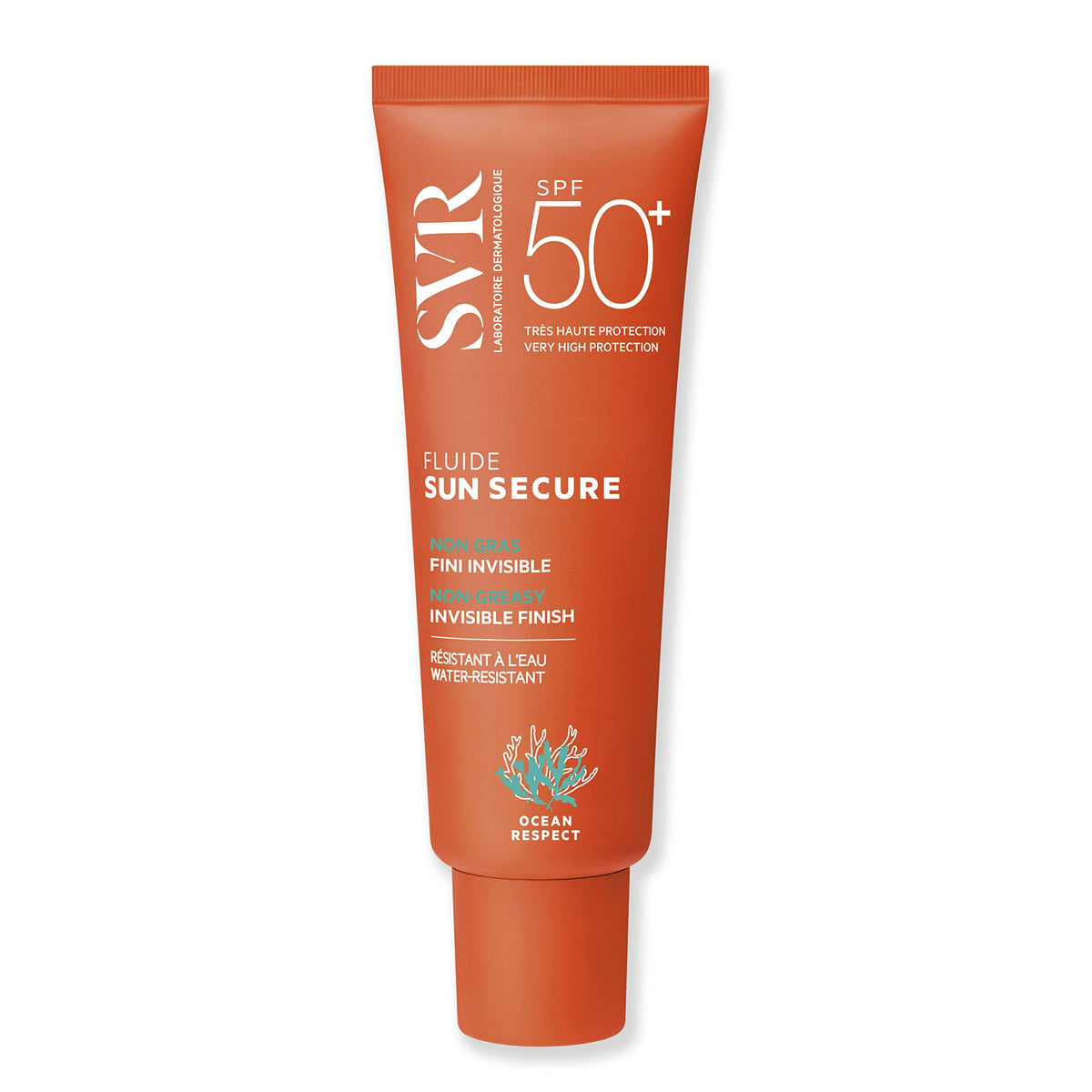 SVR SUN SECURE SPF50+ Fluid - Broad-Spectrum Hydrating Face/Decollete Sunscreen - All Skin Types, Very High UVA/UVB Protection, Non-Greasy, Water-Resistant, Reef-Safe, All Ages, 50ml