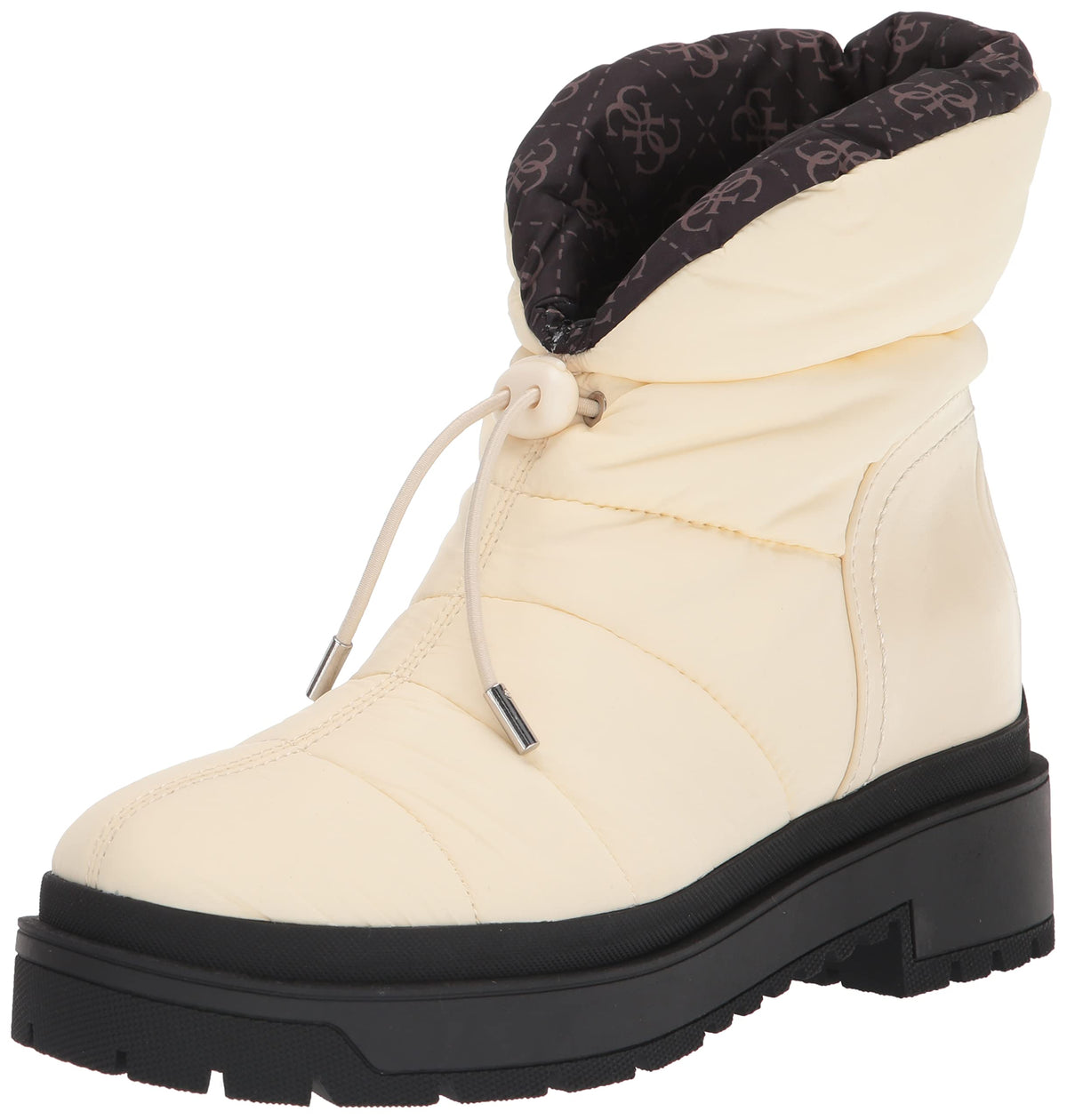 Guess Women's LEEDA2 Ankle Boot, Cream Nylon, 9