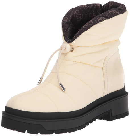 Guess Women's LEEDA2 Ankle Boot, Cream Nylon, 9