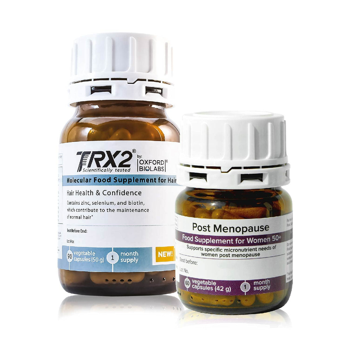 TRX2 Post Menopause Hair Pack - Nourishes Mature Female Hair - Hair Loss Regrowth Treatment for Women With Thinning Hair Due to Menopause - With Biotin - Naturally-based - Vegetarian - 1 Month Supply