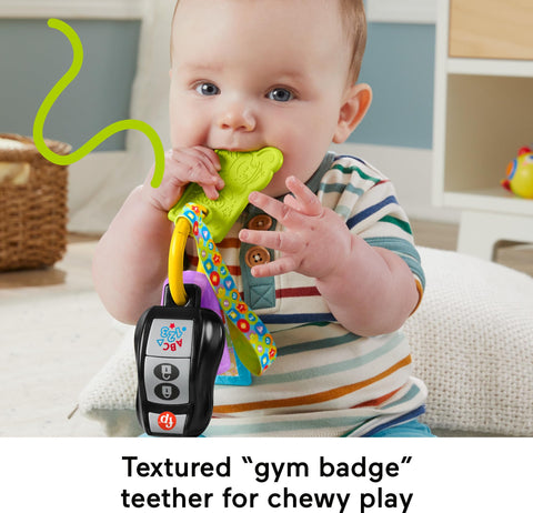 Fisher-Price Laugh & Learn Baby Travel Toy Play & Go Activity Keys with Learning Music, Teether & Mirror for Ages 6+ Months
