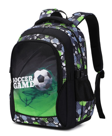 mezhsa Boys Backpack Kids Bookbag Durable Elementary Middle School Bags Soccer 18in (Y-Green)