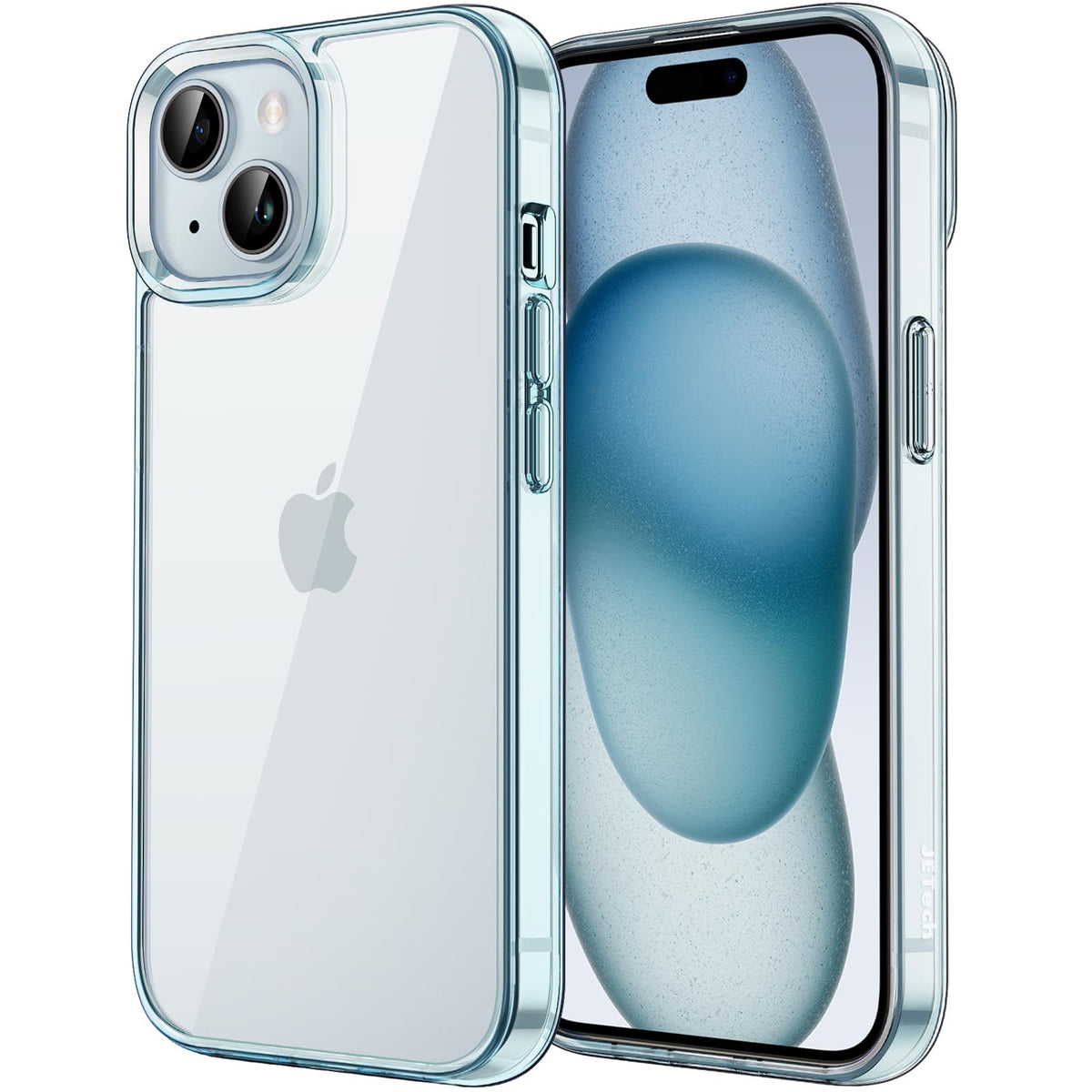 JETech Case for iPhone 15 Plus 6.7-Inch, Non-Yellowing Shockproof Phone Bumper Cover, Anti-Scratch Clear Back (Blue)