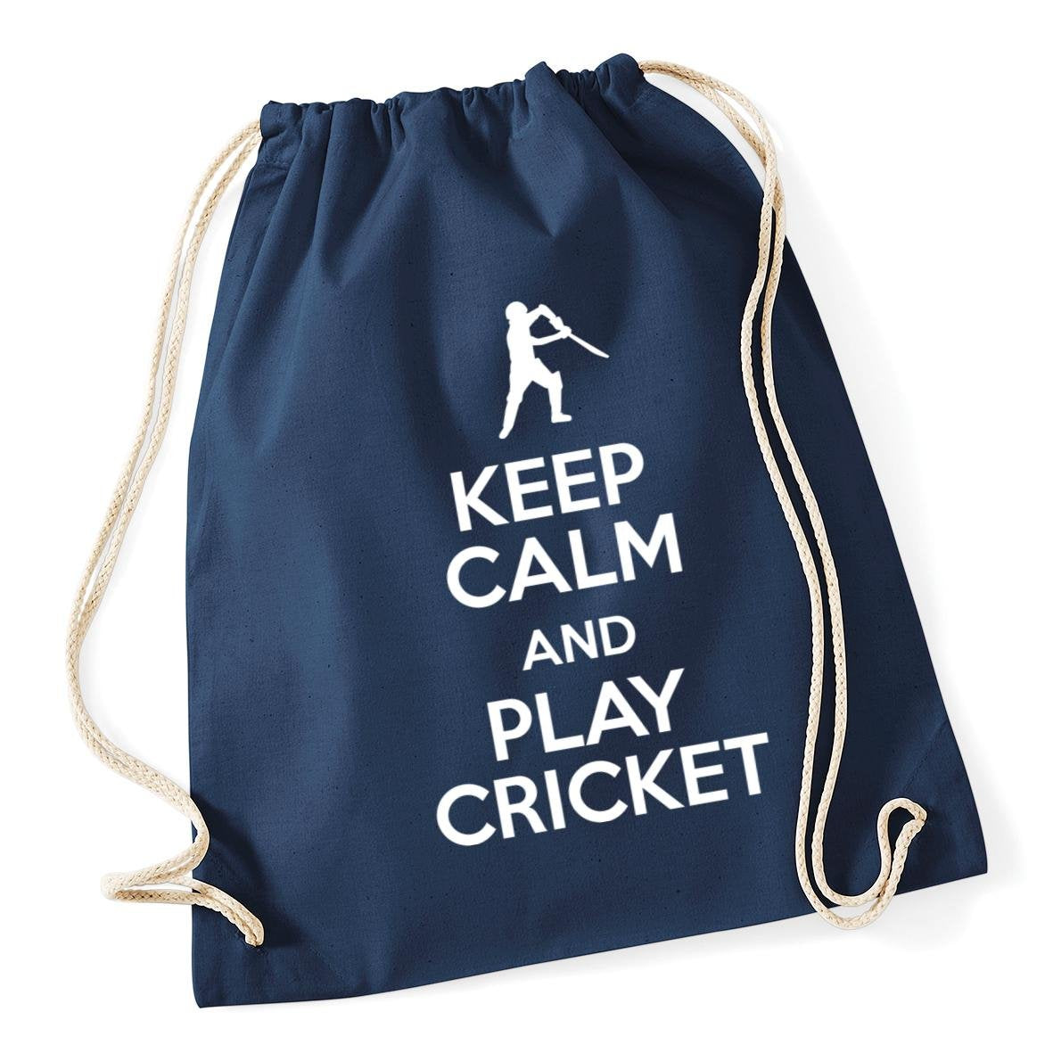 Hippowarehouse Keep Calm and Play Cricket Drawstring Cotton School Gym Bag 37cm x 46cm, 12 litres