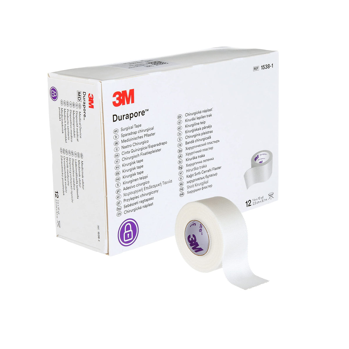 3M Durapore Surgical Tape 1" x 10 yd Box: 12