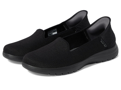 Skechers Women's Sneaker Slipper, Black Textile, 7.5