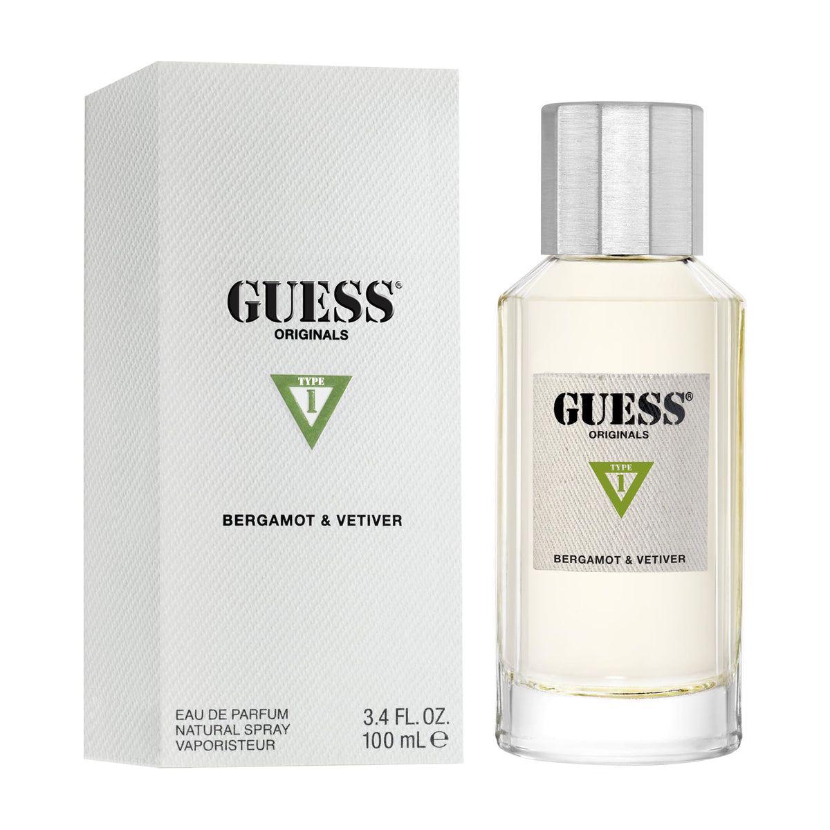 GUESS Originals Type 1 Bergamot & Vetiver Eau de Parfum Perfume Spray For Unisex 3.4 Fl. Oz.