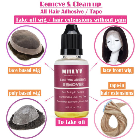MIILYE Lace Wig Glue and Hair Styling Wax Gel Combo Pack - Invisible Wig Glue for Front Lace Wig, Wig Glue Remover, Wig Melting Band, Wig Cap, Hair Wax Stick, Edge Control Gel and Edge Brush