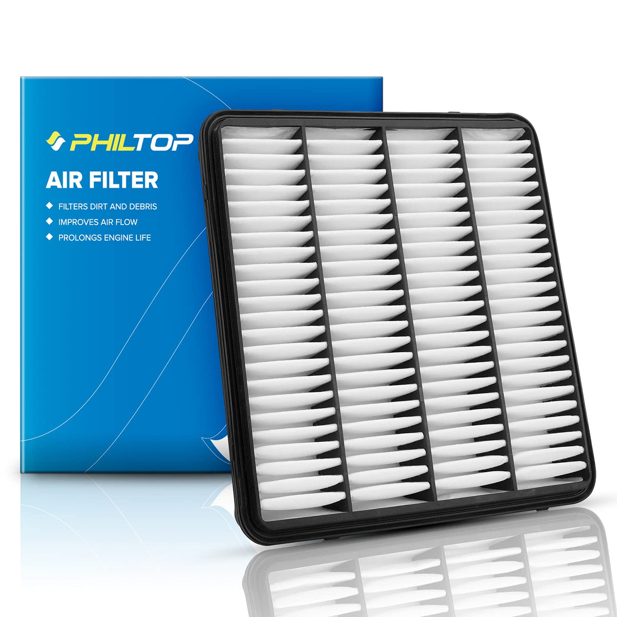 PHILTOP Engine Air Filter CA10343 Replacement for Lexus LX570 & Toyota Land Cruiser, Sequoia, Tundra, 2008-2021, Replace# 17801-38030
