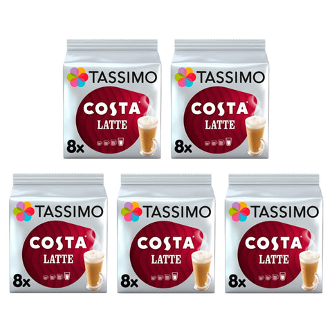 Tassimo Costa Latte Coffee Pods x8 (Pack of 5, Total 40 Drinks)