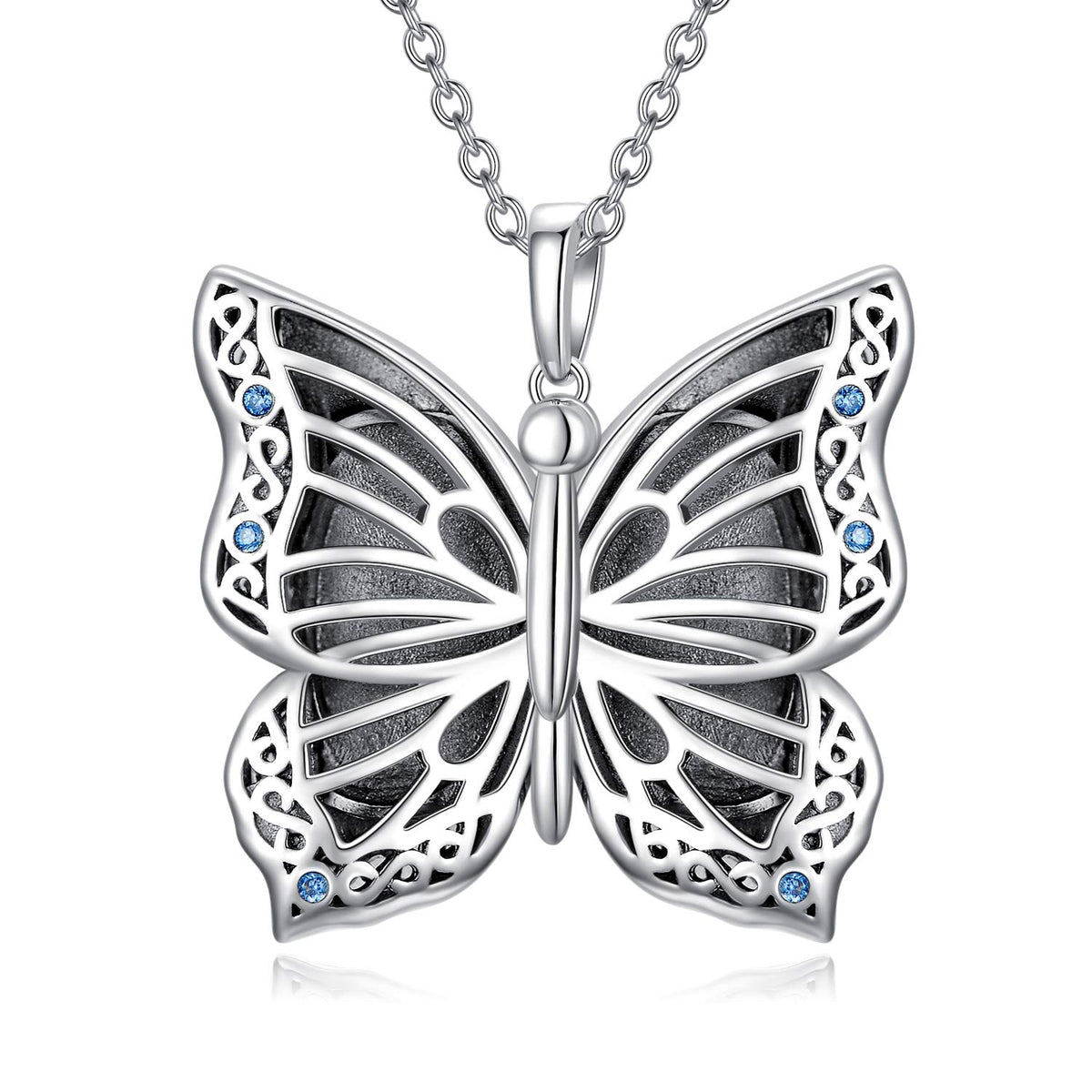 LONAGO Butterfly Locket Necklace 925 Sterling Silver Personalised Photo Locket Necklace That Holds Pictures Pendant Jewelry
