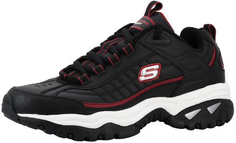 Skechers Men's Energy Afterburn Lace-Up Black/Silver/Red Sneaker 9 W US