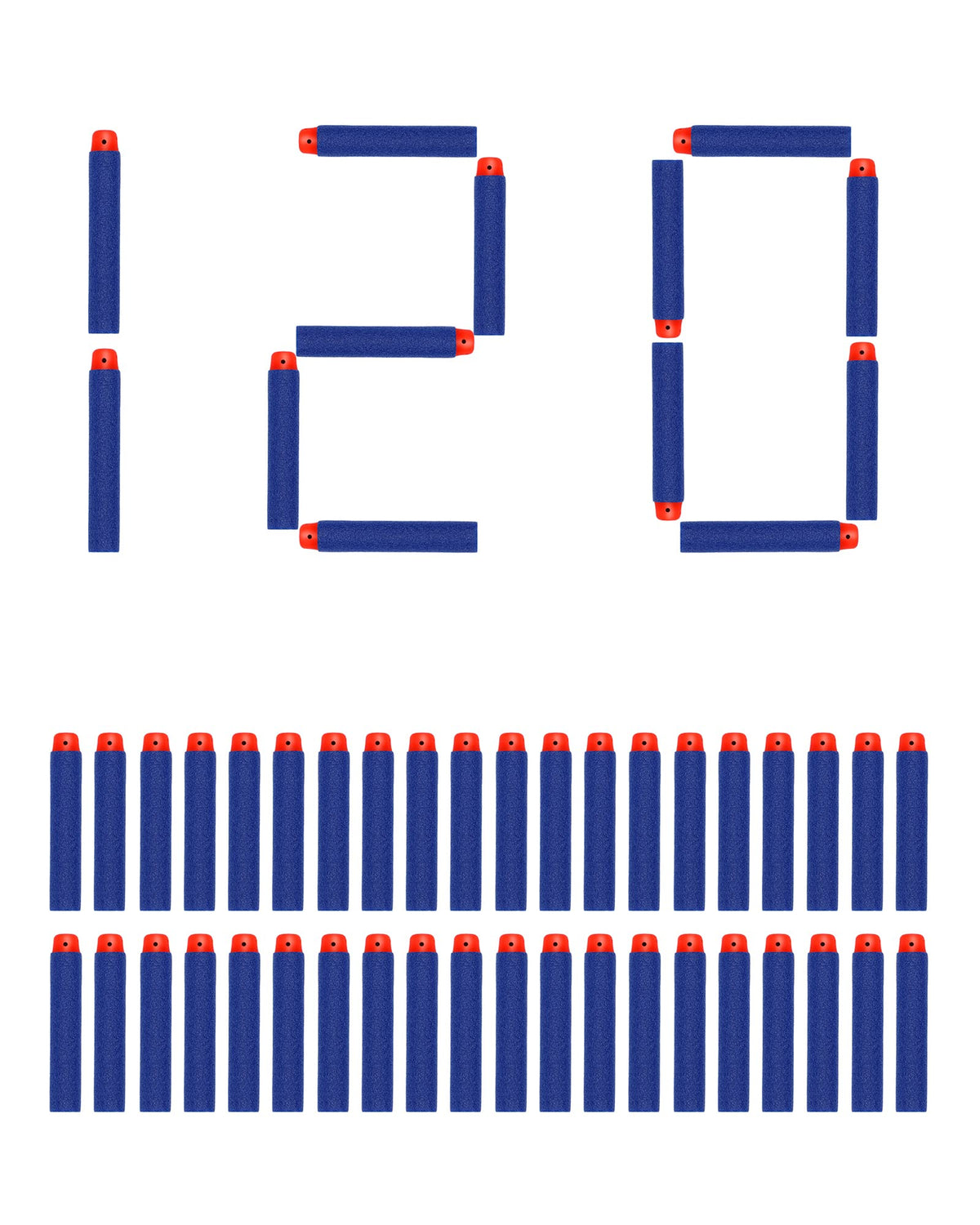VReder 7.2cm Foam Darts Refill Bullet for Nerf Gun Bullets N-strike Elite Series Darts Blasters Blue (120Pcs)