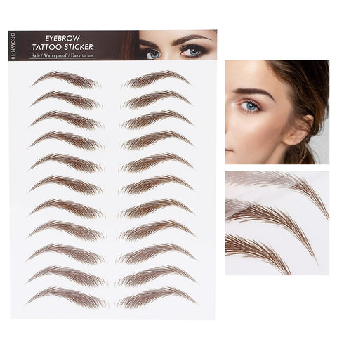 6D Eyebrow Tattoo Sticker Professional Waterproof Eyebrow Transfer Sticker Eyebrow Makeup Tool for Women and Girls (Brown)(BROWN-10)